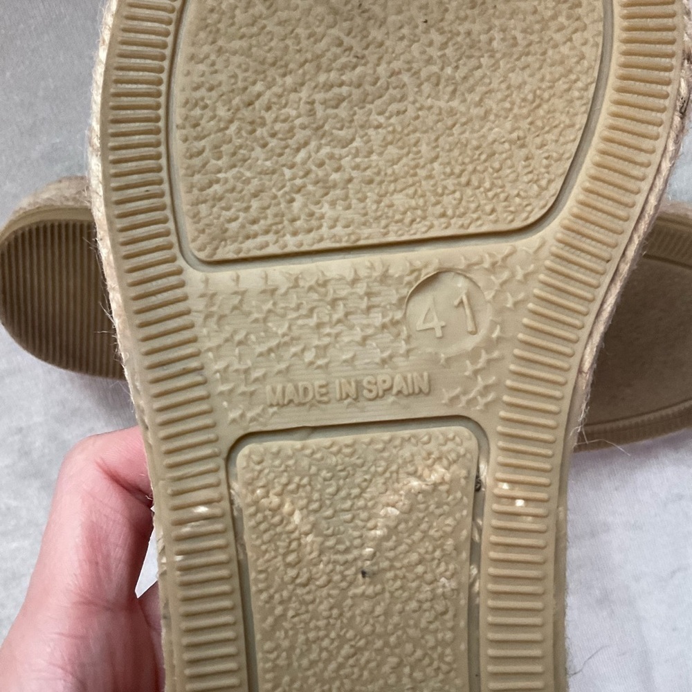 Toni Pons Origins Tan Silver Metallic Peep To Sling Back Espadrille Sandals 41 - Picture 4 of 6